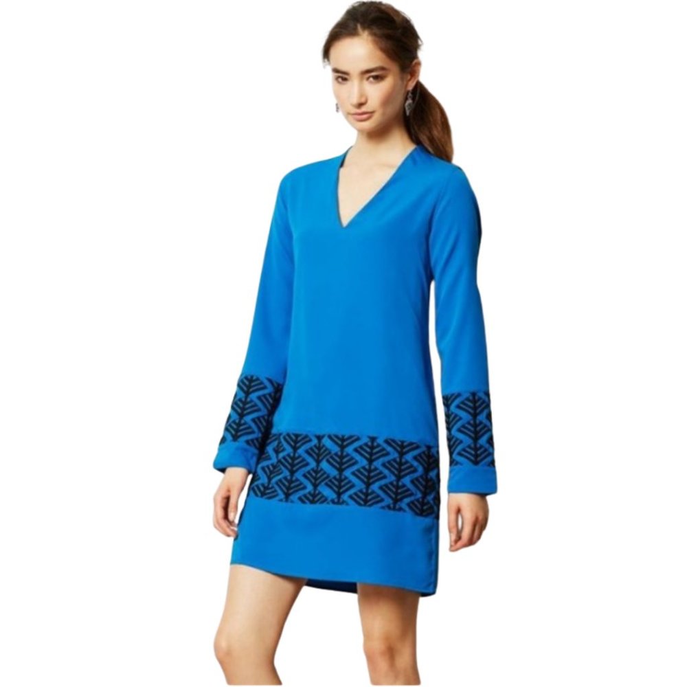 NWT Anthropologie Chloe Oliver Aqueous Shift Dress in Blue Size M